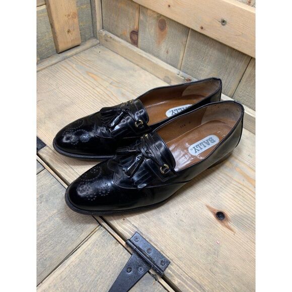 ?bally ENZO Black Kiltie Slip On Dress Shoes Men\'s Size 10.5 B Italy